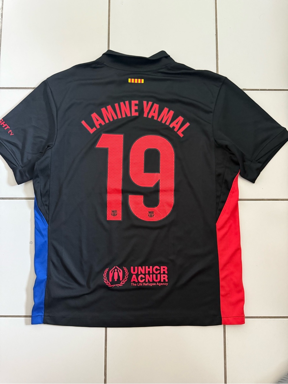 Nike Barcelona Away 2025 Black Soccer Jersey with Red & Blue Panels - Picture 5 of 5